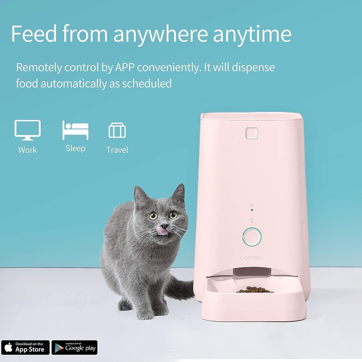 6L Smart Feeder, Wi-Fi Enabled Pet Feeder for Cat and Dog, Smartphone App for Ios and Android, Portion Control, Fresh Lock System Auto Food Dispenser Pink