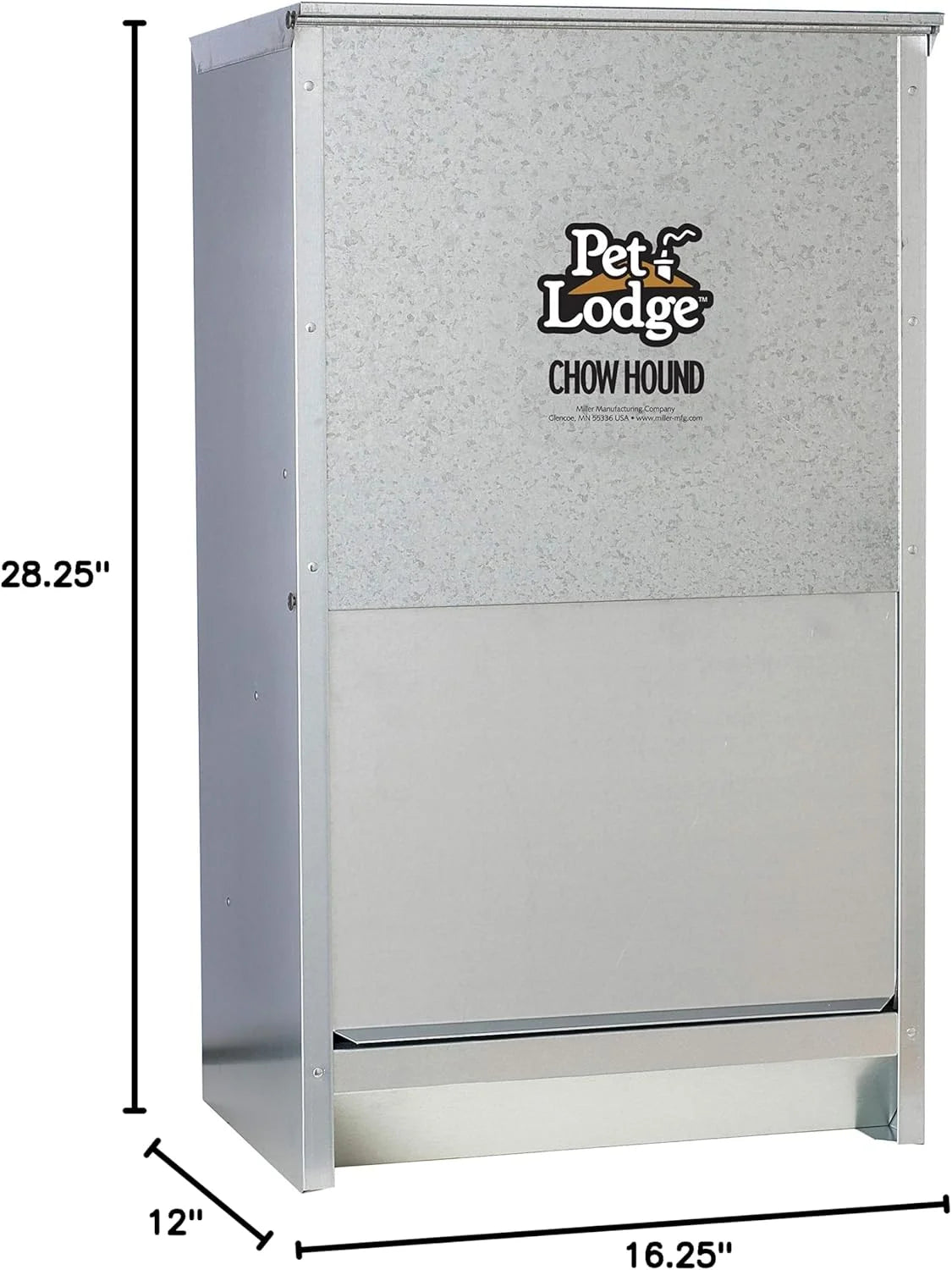 Chow Hound 50 Lb Dog Feeder - Galvanized Steel Automatic Chew-Proof