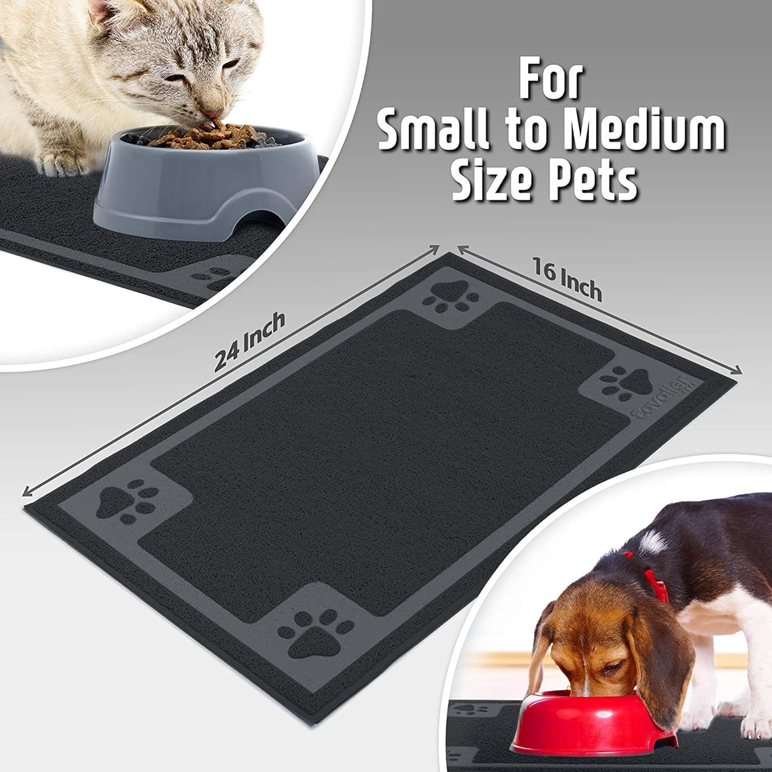 , Bowl Mat for Cat and Dog, Silicone Non-Slip Absorbent Waterproof Dog Food Mat, Easy to Clean, Unique Paw Design