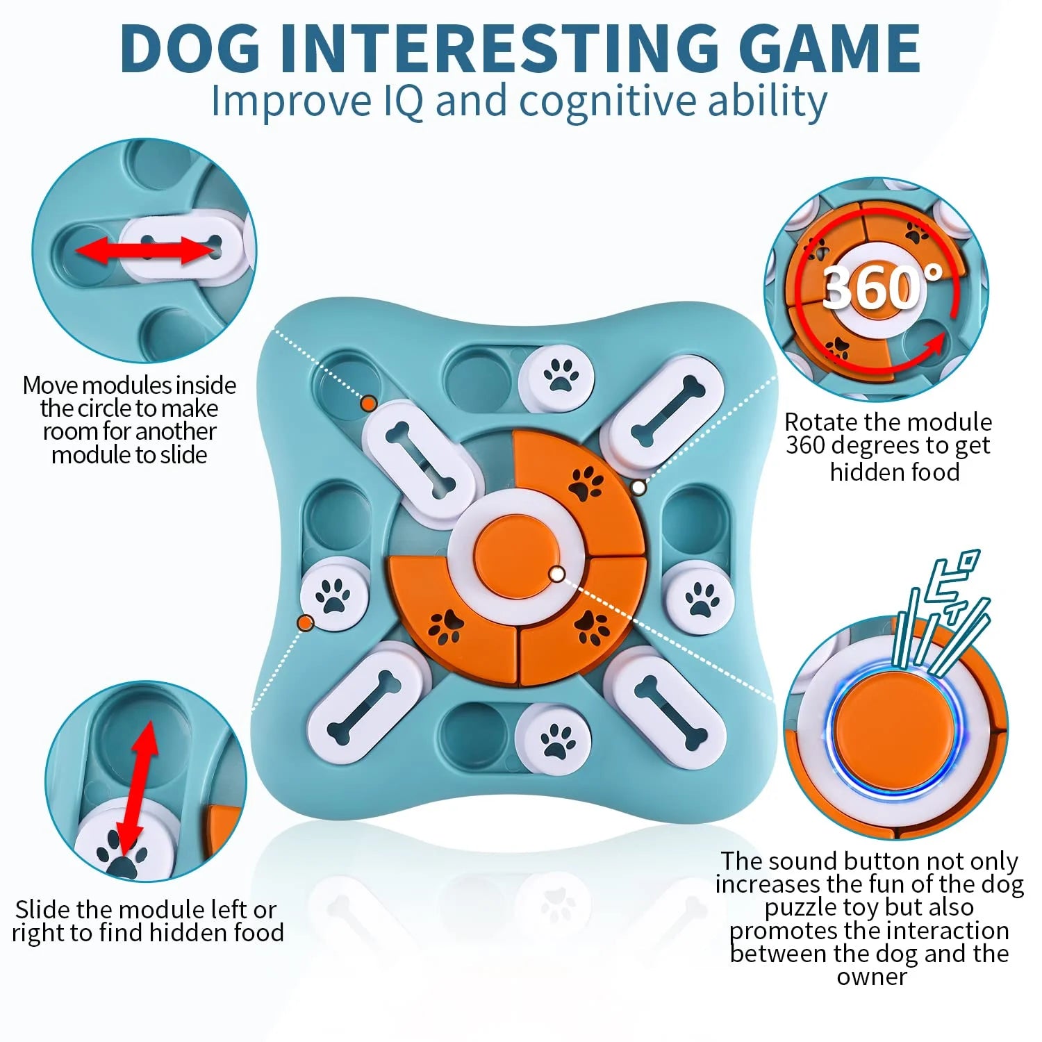Treat Dispensing Dog Enrichment Toy for IQ Training and Brain Stimulation