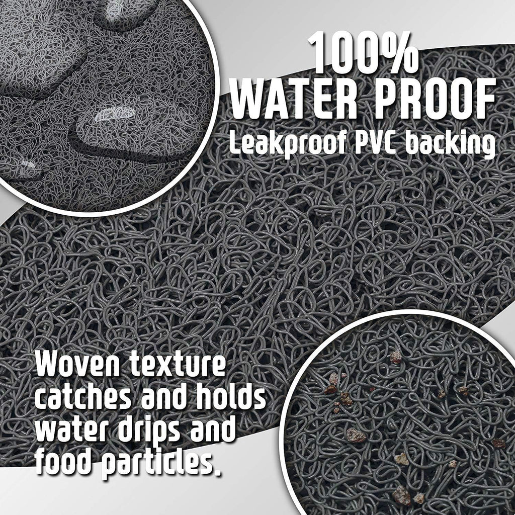 , Bowl Mat for Cat and Dog, Silicone Non-Slip Absorbent Waterproof Dog Food Mat, Easy to Clean, Unique Paw Design